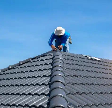 Roofer,At,Work,,Installing,Clay,Roof,Tiles,construction,Roofer,Installing,Roof