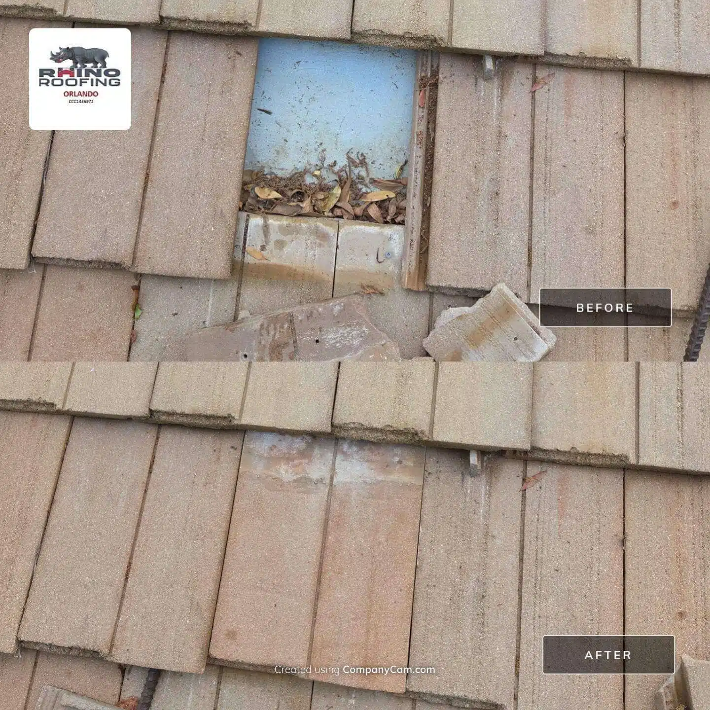 Tile roof repair by Rhino Roofing Orlando